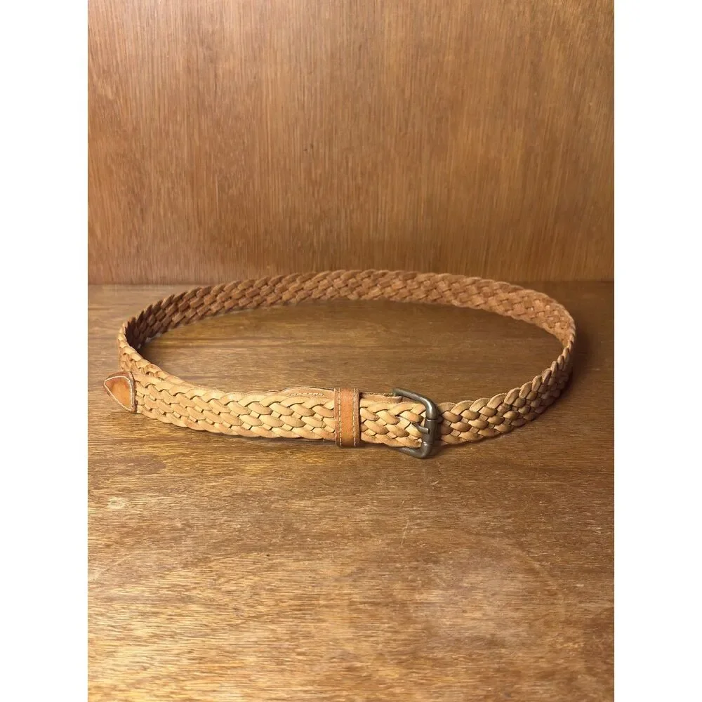 Vintage Outback Red Light Camel Braided Leather Belt sz Medium